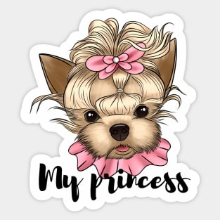 Cute yorkie girl Sticker